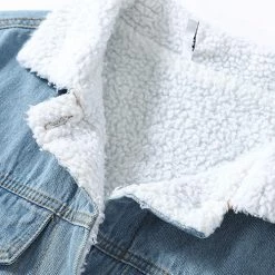 Levency Sherpa Fleece Denim Trench Coat