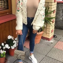 Levency Floral Pearl Button Cardigan