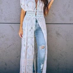 Levency New In Lace Hollow Long Cover Up