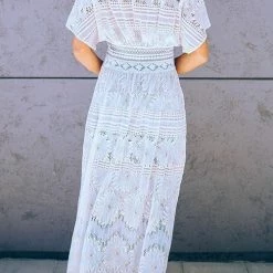 Levency New In Lace Hollow Long Cover Up