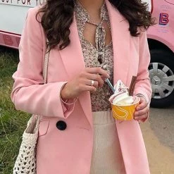 Levency Button Wine Red Blazer