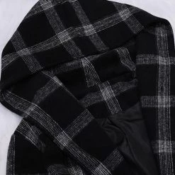 Levency New In Pockets Plaid Long Hoodie Coat