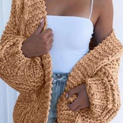 Levency New In Puff Sleeve Loose Cardigan