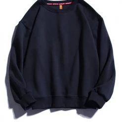 Levency New In Solid O Neck Long Sleeve Hoodie