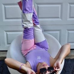 Levency New In Color Block Patchwork Jeans