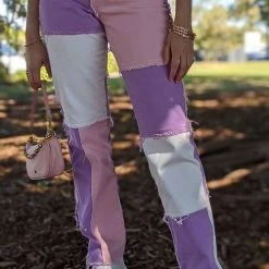 Levency New In Color Block Patchwork Jeans