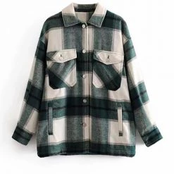 Levency Plaid Button Pockets Coat