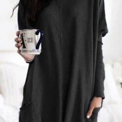 Levency Pockets Long Sleeve Loose T Shirt