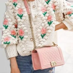 Levency Floral Pearl Button Cardigan