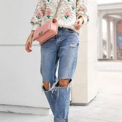 Levency Floral Pearl Button Cardigan