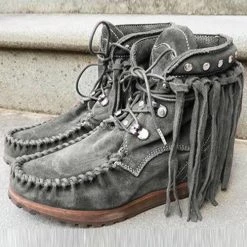 Levency New In Tassels Rivets Faux Suede Boots