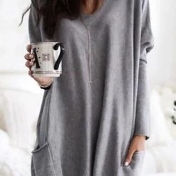 Levency Pockets Long Sleeve Loose T Shirt