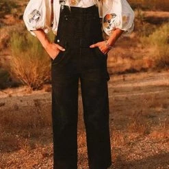 Levency New In Solid Pockets Denim Overall