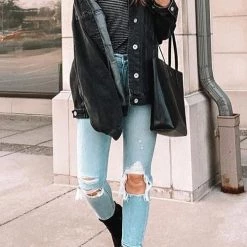 Levency New In Pockets Button Denim Jackets