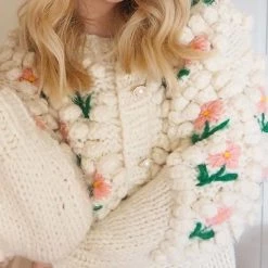 Levency Floral Pearl Button Cardigan