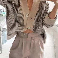 Levency Stripe Button Cardigan