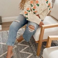 Levency Floral Pearl Button Cardigan