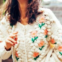 Levency Floral Pearl Button Cardigan