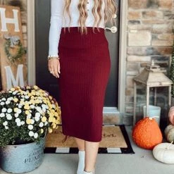 Levency New In Knit Slit Bodycon Skirts