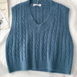 Levency V Neck Sleeveless Knit Tank Top