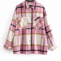 Levency Plaid Button Pockets Coat