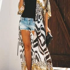 Levency New In Leopard Stripe Patchwork Cardigan