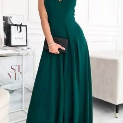 Levency Cut Out Neck High Slit Maxi Dress