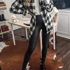 Levency New In Versatile Button Plaid Pockets Shirt