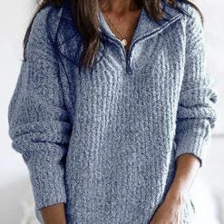 Levency Zipper Stand Collar Sweater New In