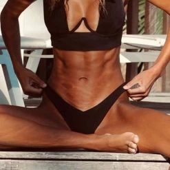 Levency New In Solid Low Waist Bikin Set