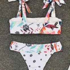 Levency Floral Print Boe Tied Bikini Set New In