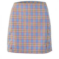 Levency New In Plaid Slit Mini Skirts