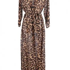 Levency Leopard Print Long Sleeve Cardigan