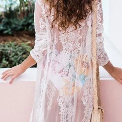 Levency Lace See Though Long Sleeve Cardigan New In