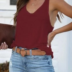 Levency Solid U Neck Tank Top New In