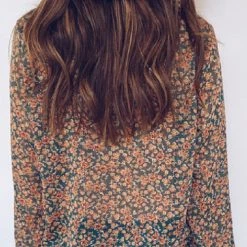 Levency Print Button Long Sleeve Blouse