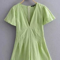 Levency V Neck Short Sleeve Romper