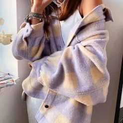 Levency Plaid Button Pockets Coat