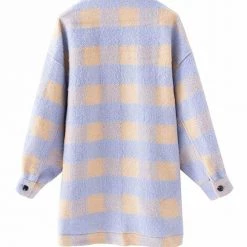 Levency Plaid Button Pockets Coat