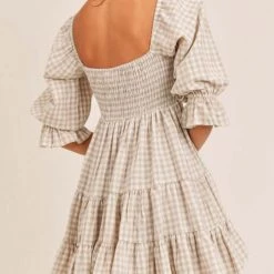 Levency New In Smocked Gingham Babydoll Dress