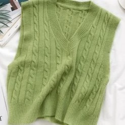 Levency V Neck Sleeveless Knit Tank Top