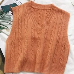 Levency V Neck Sleeveless Knit Tank Top