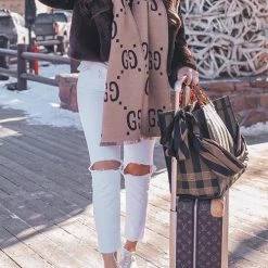 Levency Ripped Letter Print Scarf New In