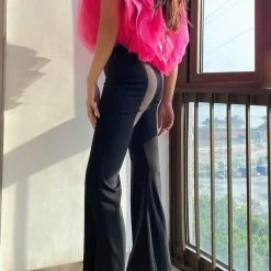 Levency New In Ruffled Feathers Sleeveless Tulle Top