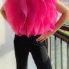 Levency New In Ruffled Feathers Sleeveless Tulle Top