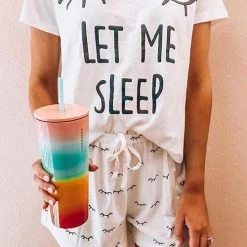 Levency Print Short Sleeve Drawstring Short Set New In