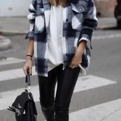 Levency Plaid Button Pockets Coat