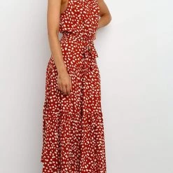Levency New In Print Belted Sleevelss Maxi Dress