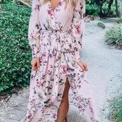 Levency Button Puff Sleeve Belted Maxi Dress New In