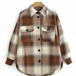 Levency Plaid Button Pockets Coat